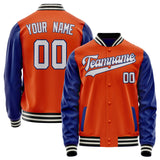 Custom Orange Royal Solid Color Varsity Letterman Jacket JA02240617XE337