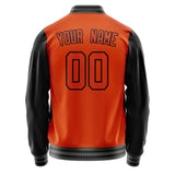 Custom Orange Black Solid Color Varsity Letterman Jacket JA02240617XE338