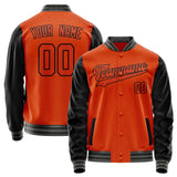 Custom Orange Black Solid Color Varsity Letterman Jacket JA02240617XE338