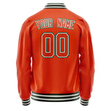 Custom Orange White Solid Color Varsity Letterman Jacket JA02240617XE339