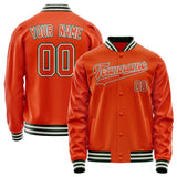 Custom Orange White Solid Color Varsity Letterman Jacket JA02240617XE339