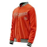 Custom Orange White Solid Color Varsity Letterman Jacket JA02240617XE339