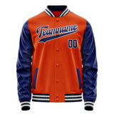 Custom Orange Royal Solid Color Varsity Letterman Jacket JA02240617XE340