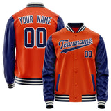 Custom Orange Royal Solid Color Varsity Letterman Jacket JA02240617XE340