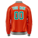 Custom Orange Teal Solid Color Varsity Letterman Jacket JA02240617XE341