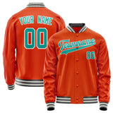 Custom Orange Teal Solid Color Varsity Letterman Jacket JA02240617XE341