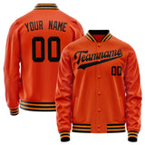 Custom Orange Black Solid Color Varsity Letterman Jacket JA02240617XE342