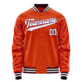 Custom Orange White Solid Color Varsity Letterman Jacket JA02240617XE344