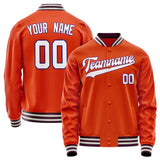 Custom Orange White Solid Color Varsity Letterman Jacket JA02240617XE344