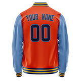 Custom Orange Light-Blue Solid Color Varsity Letterman Jacket JA02240617XE345