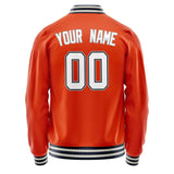 Custom Orange White Solid Color Varsity Letterman Jacket JA02240617XE346