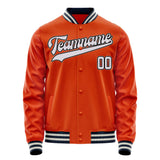 Custom Orange White Solid Color Varsity Letterman Jacket JA02240617XE346