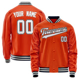 Custom Orange White Solid Color Varsity Letterman Jacket JA02240617XE346