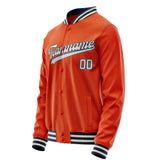 Custom Orange White Solid Color Varsity Letterman Jacket JA02240617XE346