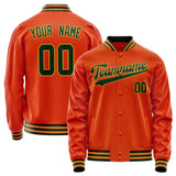 Custom Orange Black Solid Color Varsity Letterman Jacket JA02240617XE347