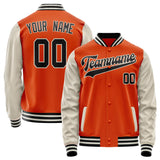 Custom Orange Cream Solid Color Varsity Letterman Jacket JA02240617XE348