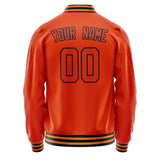 Custom Orange Black Solid Color Varsity Letterman Jacket JA02240617XE349