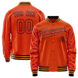 Custom Orange Black Solid Color Varsity Letterman Jacket JA02240617XE349