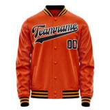 Custom Orange Black Solid Color Varsity Letterman Jacket JA02240617XE350