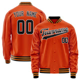 Custom Orange Black Solid Color Varsity Letterman Jacket JA02240617XE350