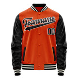 Custom Orange Black Solid Color Varsity Letterman Jacket JA02240617XE351