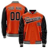 Custom Orange Black Solid Color Varsity Letterman Jacket JA02240617XE351