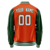 Custom Orange Kelly-Green Solid Color Varsity Letterman Jacket JA02240617XE352