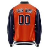 Custom Orange Navy Solid Color Varsity Letterman Jacket JA02240617XE353