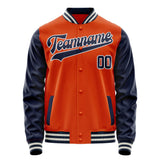 Custom Orange Navy Solid Color Varsity Letterman Jacket JA02240617XE353