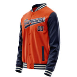 Custom Orange Navy Solid Color Varsity Letterman Jacket JA02240617XE353