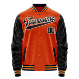 Custom Orange Black Solid Color Varsity Letterman Jacket JA02240617XE354