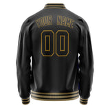 Custom Black Old-Gold Solid Color Varsity Letterman Jacket JA02240617XF001