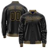 Custom Black Old-Gold Solid Color Varsity Letterman Jacket JA02240617XF001