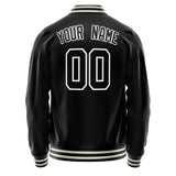 Custom Black White Solid Color Varsity Letterman Jacket JA02240617XF002