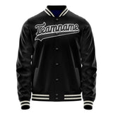 Custom Black White Solid Color Varsity Letterman Jacket JA02240617XF002