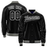 Custom Black White Solid Color Varsity Letterman Jacket JA02240617XF002