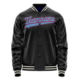 Custom Black Light-Blue Solid Color Varsity Letterman Jacket JA02240617XF003