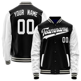 Custom Black White Solid Color Varsity Letterman Jacket