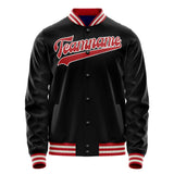 Custom Black Red Solid Color Varsity Letterman Jacket JA02240617XF006