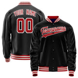 Custom Black Red Solid Color Varsity Letterman Jacket