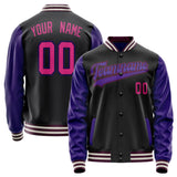 Custom Black Purple Solid Color Varsity Letterman Jacket JA02240617XF011