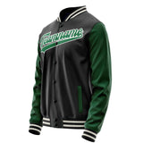 Custom Black Kelly-Green Solid Color Varsity Letterman Jacket JA02240617XF013