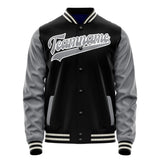 Custom Black Gray Solid Color Varsity Letterman Jacket JA02240617XF015