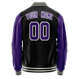 Custom Black Purple Solid Color Varsity Letterman Jacket JA02240617XF016