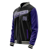 Custom Black Purple Solid Color Varsity Letterman Jacket JA02240617XF016