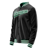 Custom Black Kelly-Green Solid Color Varsity Letterman Jacket JA02240617XF017