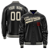 Custom Black Cream Solid Color Varsity Letterman Jacket JA02240617XF019