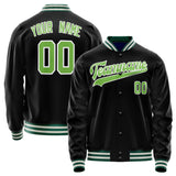 Custom Black Neon-Green Solid Color Varsity Letterman Jacket JA02240617XF021