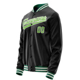 Custom Black Neon-Green Solid Color Varsity Letterman Jacket JA02240617XF021