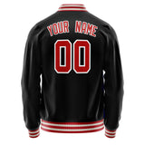 Custom Black Red Solid Color Varsity Letterman Jacket JA02240617XF022